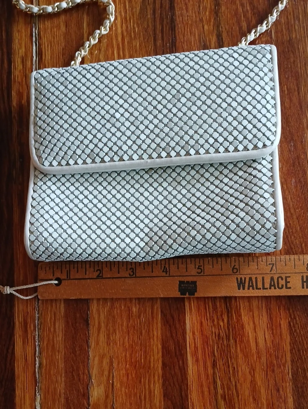 Vintage Whiting And Davis Ivory Metal Mesh Crossbody Purse